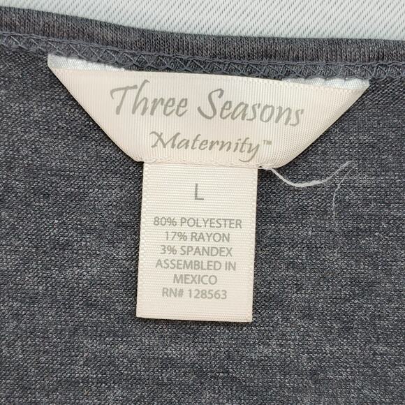 NWT Three Season Maternity Shirt Large Black Gray Long Empire Waist Stretchy Top - Picture 12 of 15